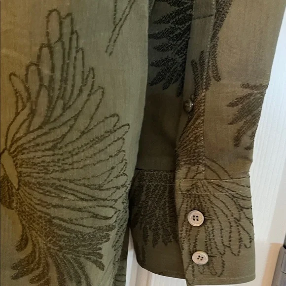 Golden Goose Boyfriend Shirt/Pant set Olive Green embroidery flower details. NWT - Picture 16 of 16